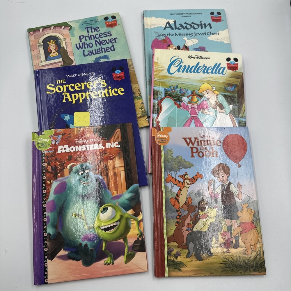 Walt Disney Vintage Wonderful World of Reading Books Lot of 6 Hardcover